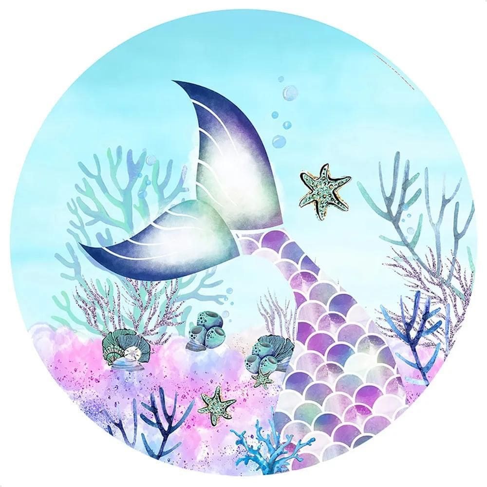 Painel Redondo Sublimado 1,5M Festa Tecido El - Sereia Calda