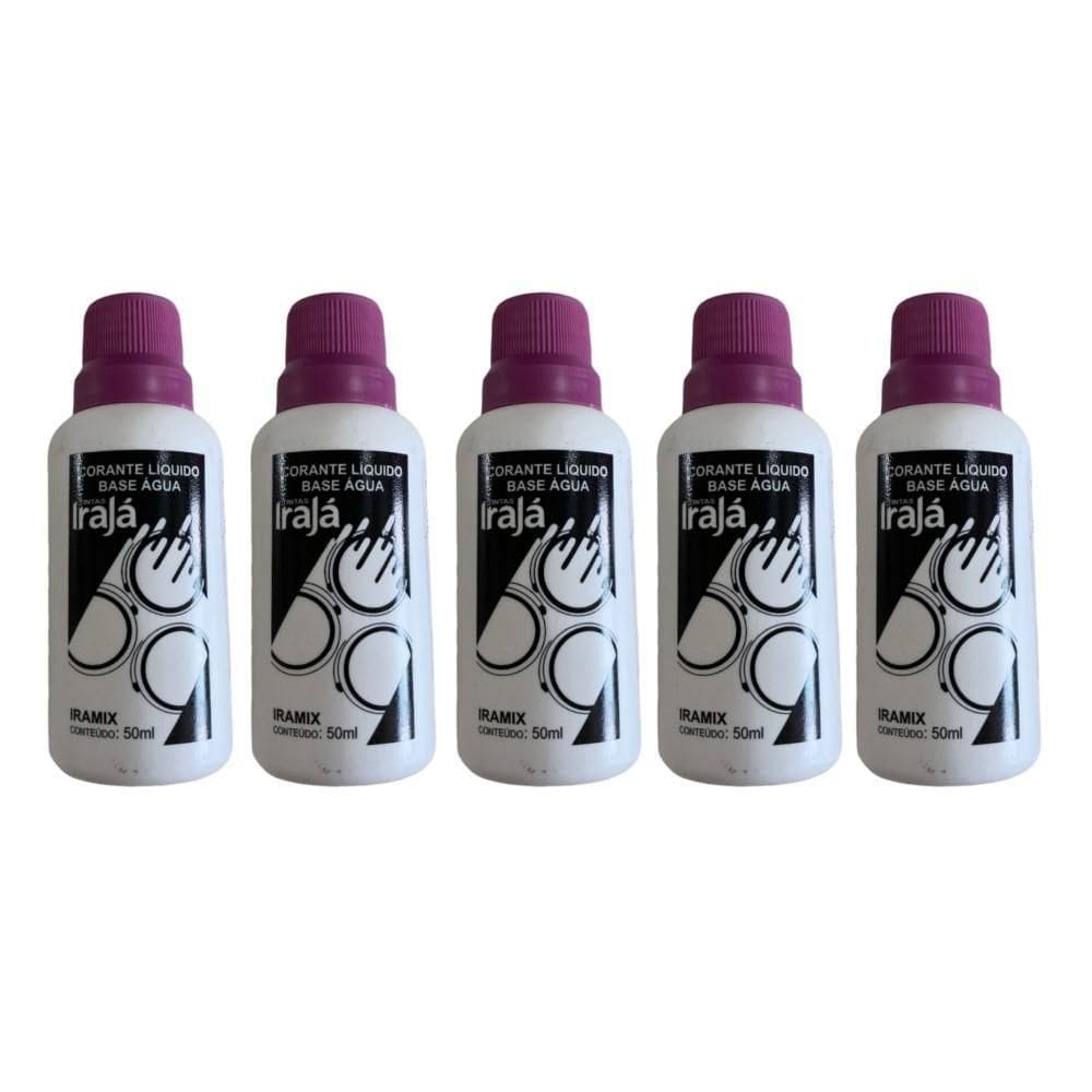 Kit 5 Pigmento Corante Líquido Bisnaga Tinta 50Ml Violeta