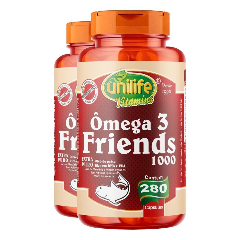 Kit 2 Ômega 3 Friends Óleo De Peixe 280 Cápsulas Unilife