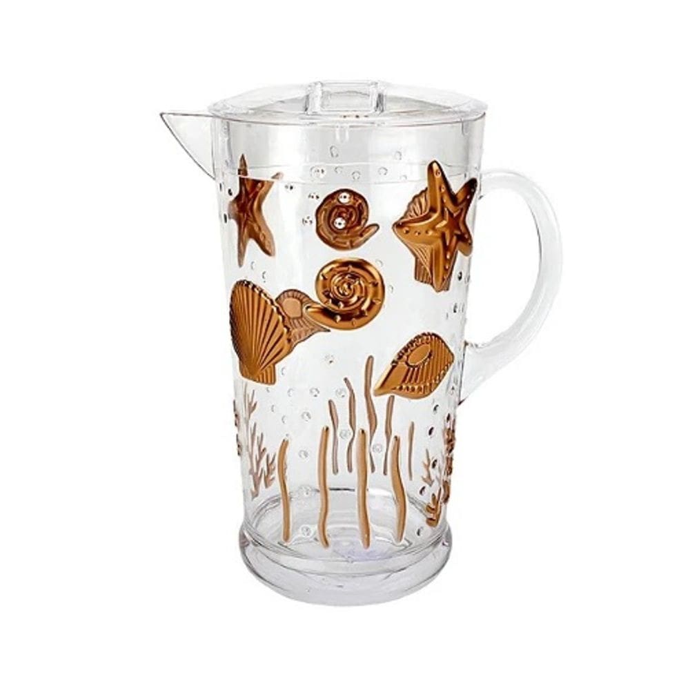 Jarra de Acrílico C/Detalhes Fundo do Mar Dourado 2,3 Litros Entrecasa