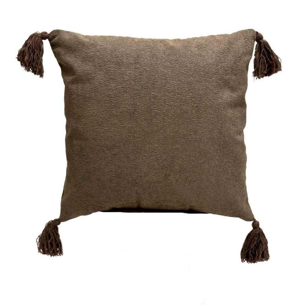Capa De Almofada Bouclé Com Pingente 43x43cm Marrom