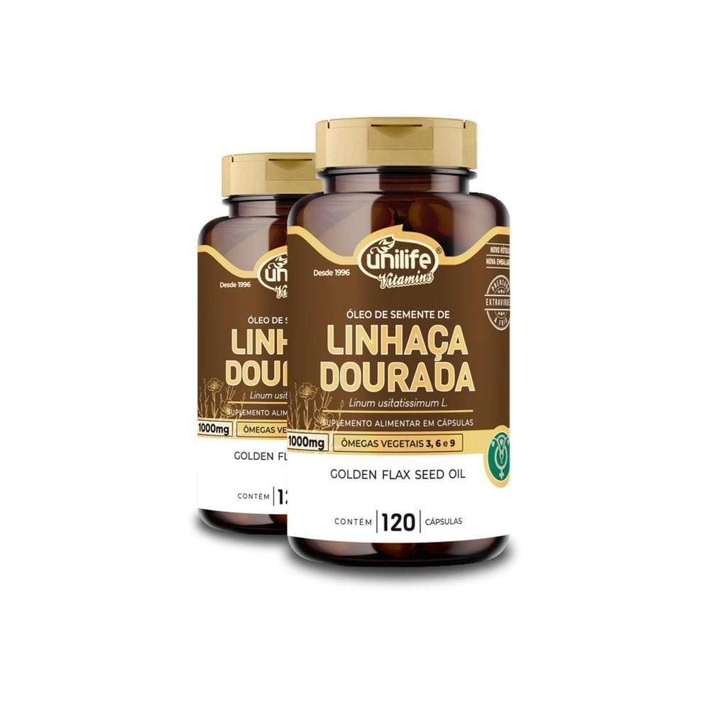 Kit 2 Óleo De Semente De Linhaça Dourada Unilife 120 Caps