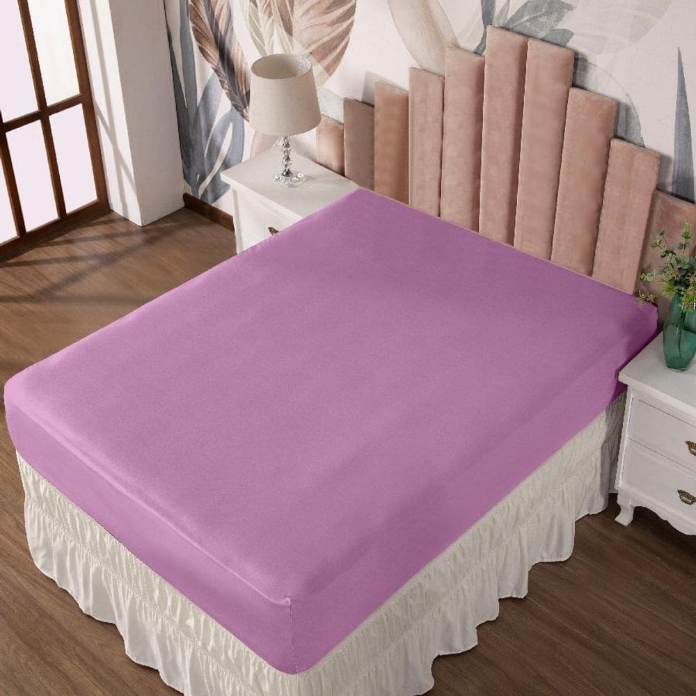 Lençol Casal Com Elástico Prático Malha Lisa 1 Peça