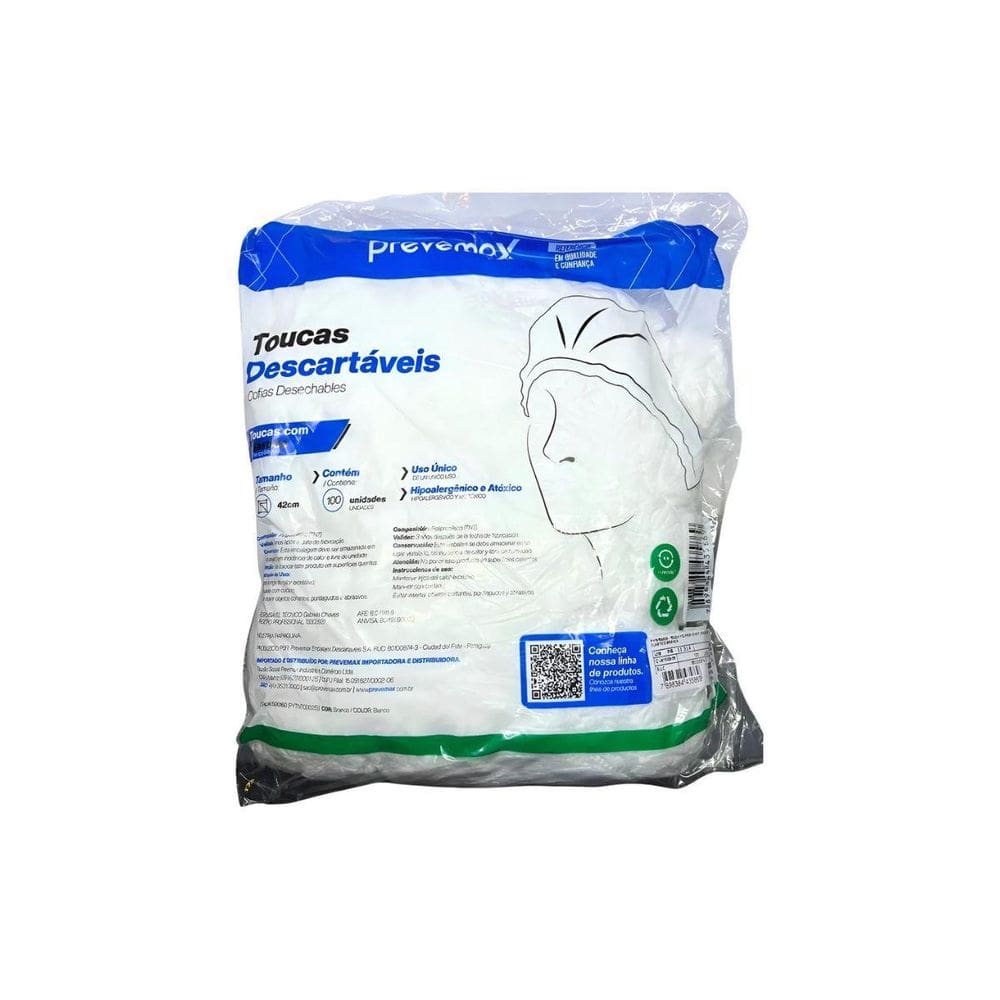 Touca Polipropileno Plissada C/Elastico Prevemax