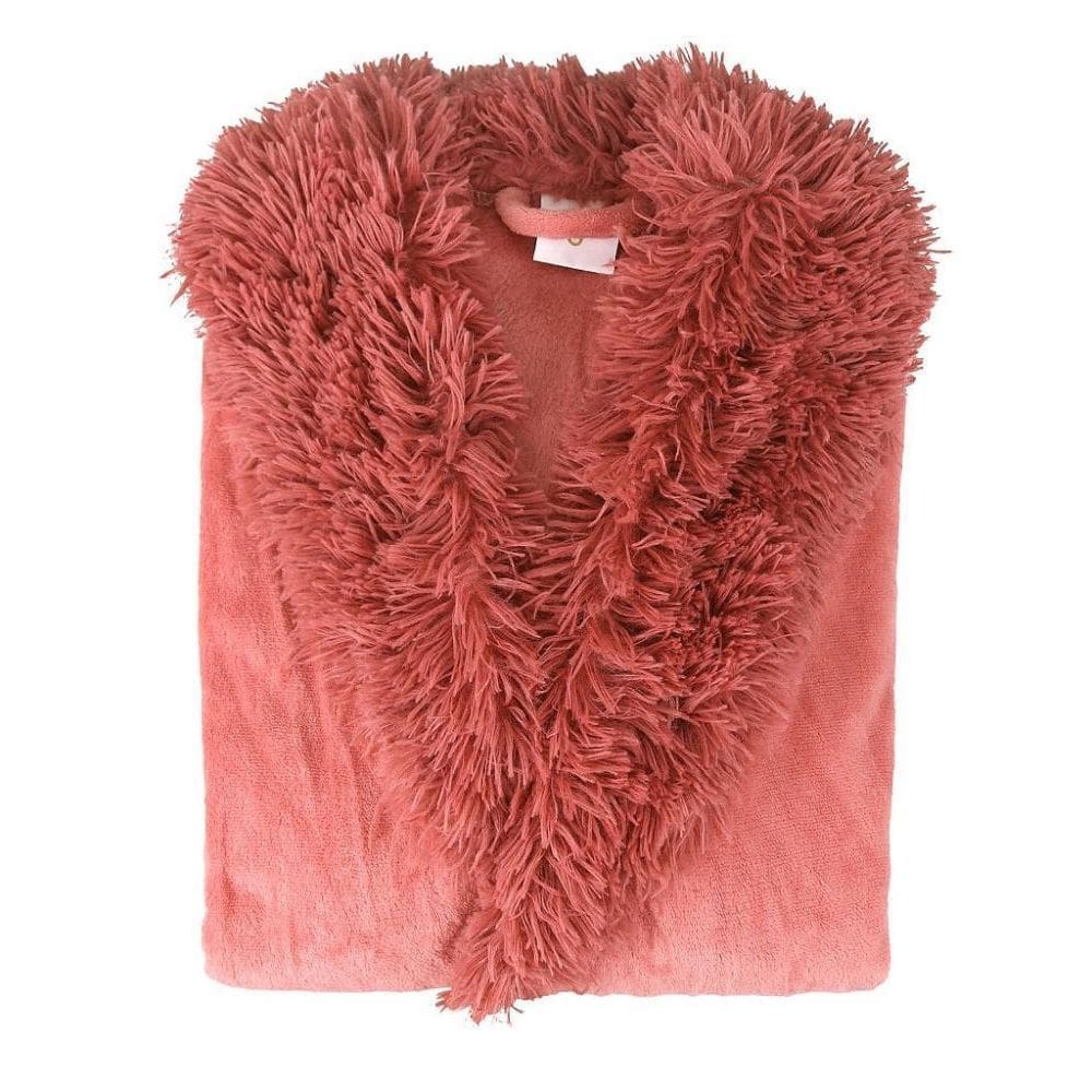 Roupão Microfibra Gola Pelos Kids Blush Rosa 9 A 12 Anos