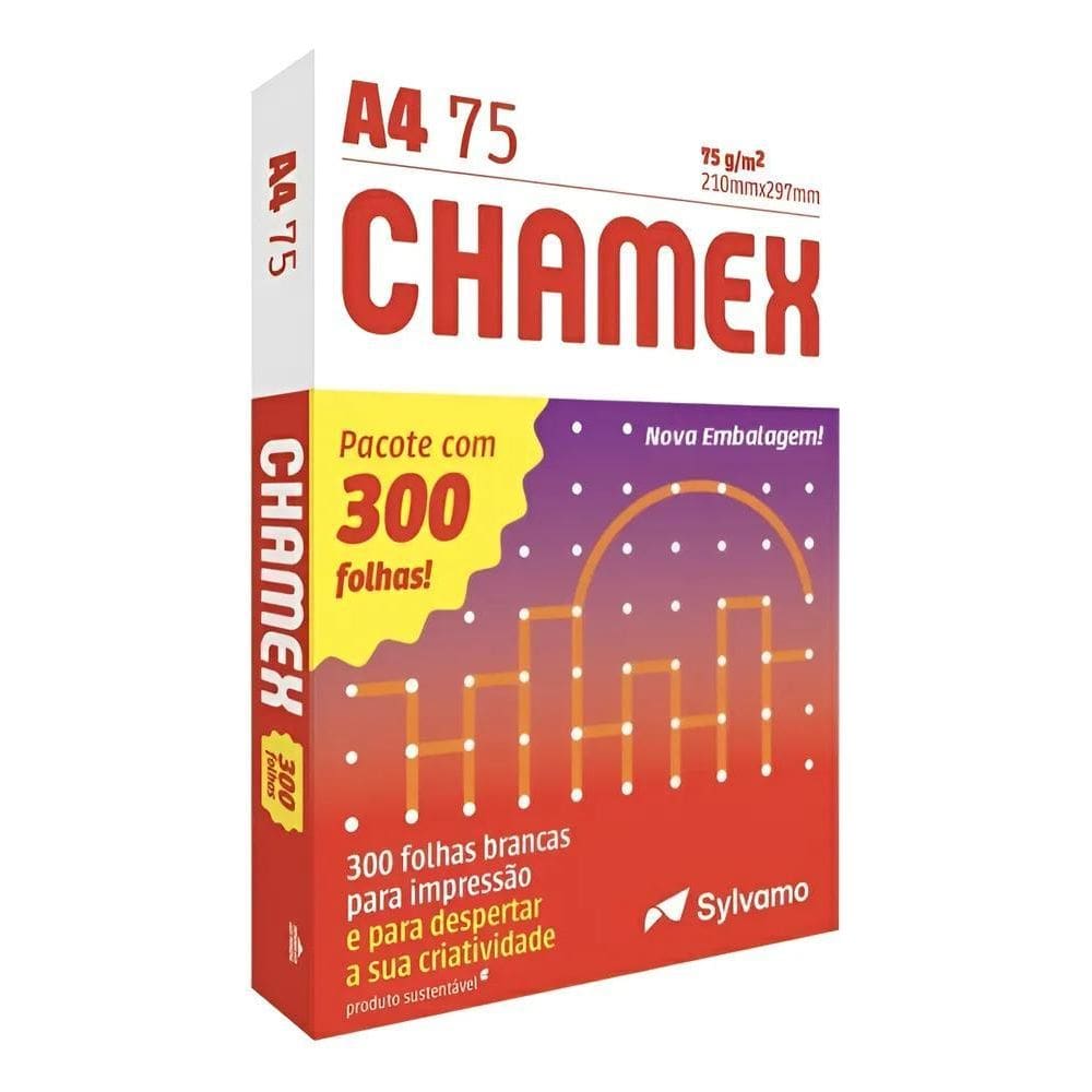 Papel Sulfite A4 Chamex 300 Folhas Premium 75G 210X297Mm Cor