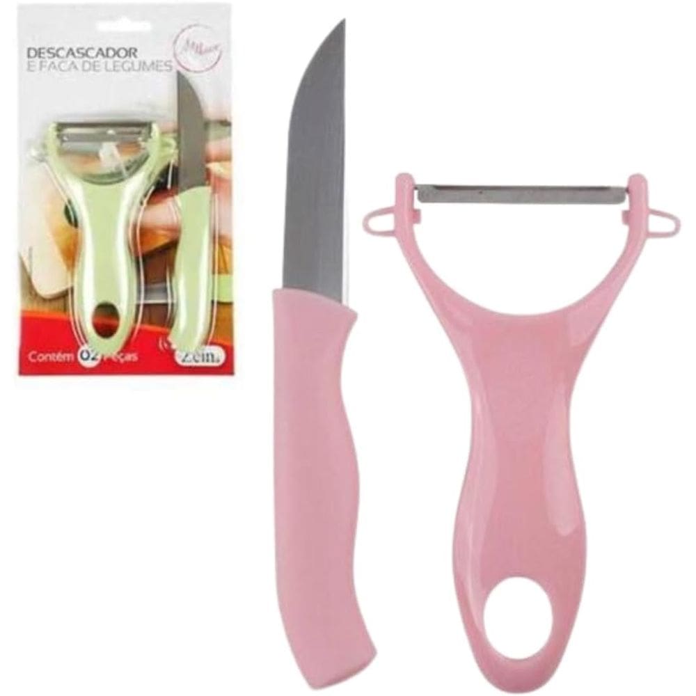 Kit Descascador de Legumes Com Faca Cozinha Fruta De Plástico - PANAMI