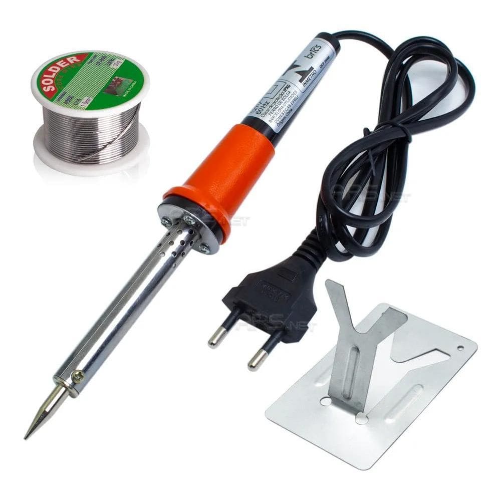 2X Kit Ferro De Solda Soldar Soldador 60W + Estanho + Suport