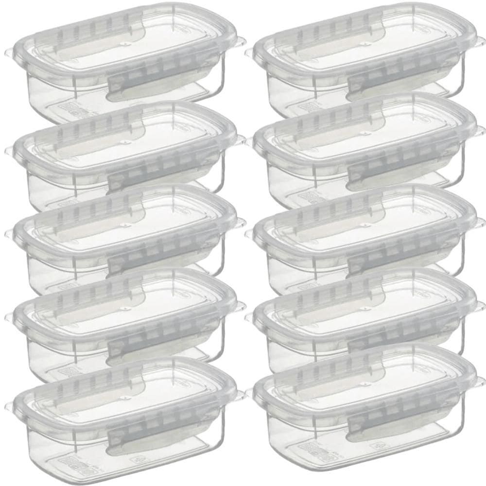 Kit 10 Potes Raso Médio Com Travas Marmita 270Ml