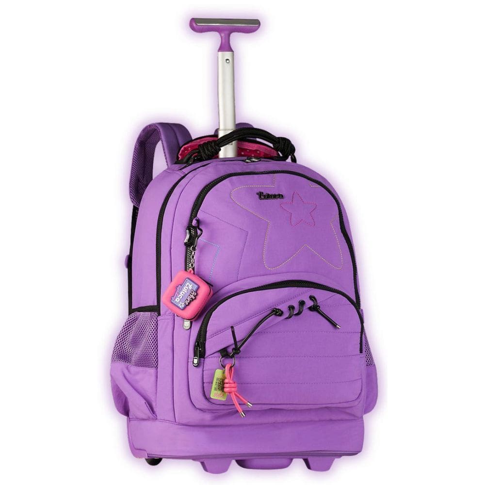 Mochila Luluca De Rodinhas Escolar Mala Viagem Meninas Lilás