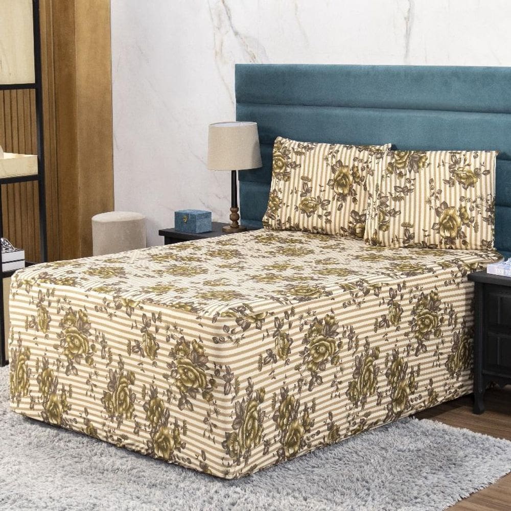 Jogo De Lençol Luva Solteiro Conjugada Colchão Box Malha 2P