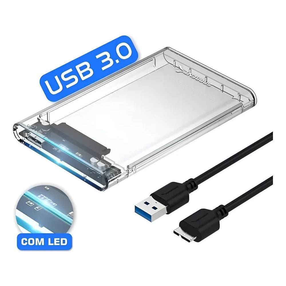 Case Externa Para Hd Sata 2,5 Usb 3.0 Transparente F3 1450