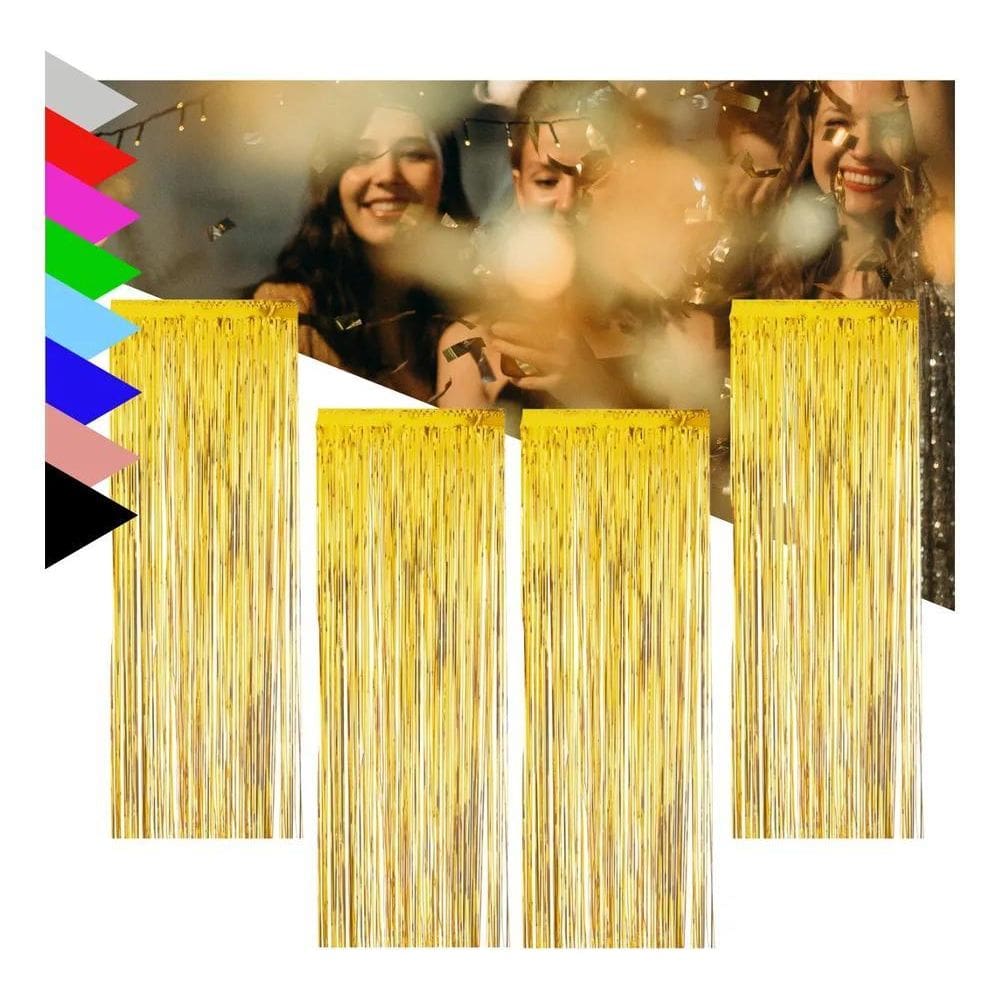 2X Kit Com 10 Cortinas Metalizadas Fita Decoração Festa Pain