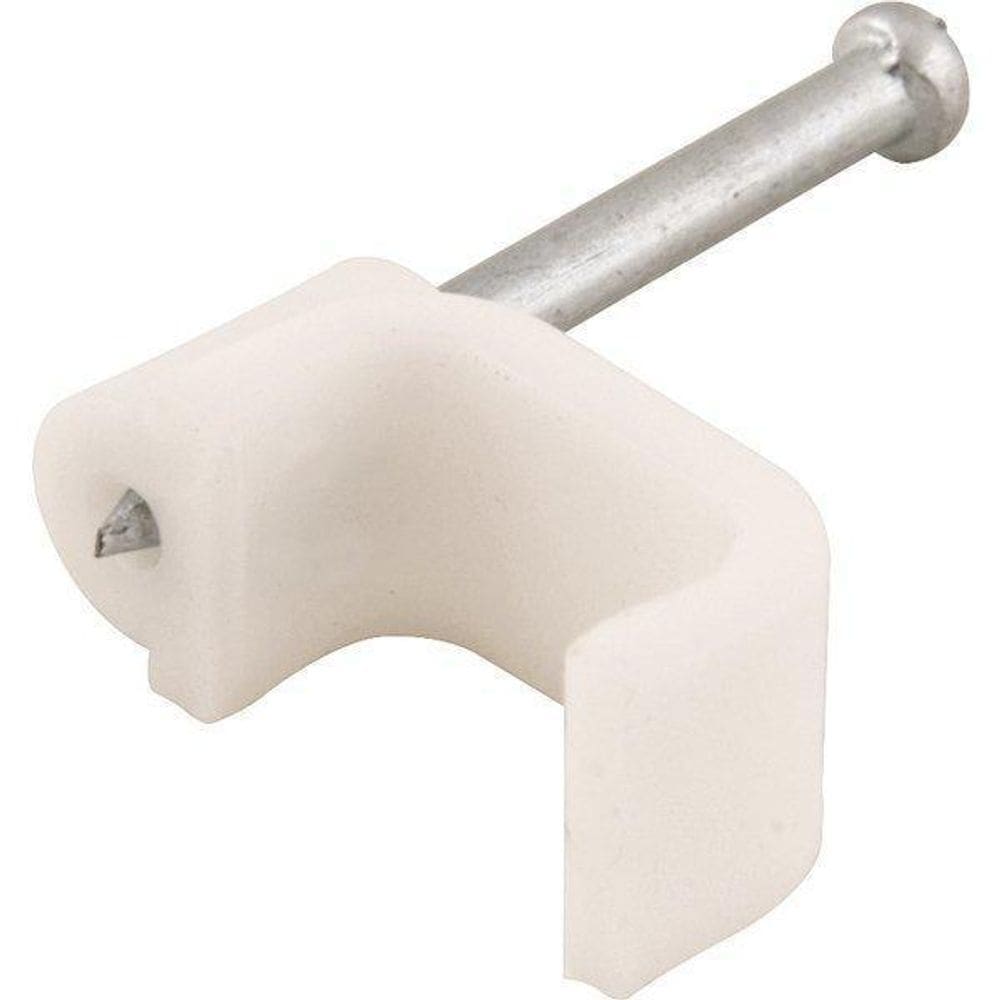 Grampo Para Fios 6Mm Branco Chato Com 20 Peças - Vonder