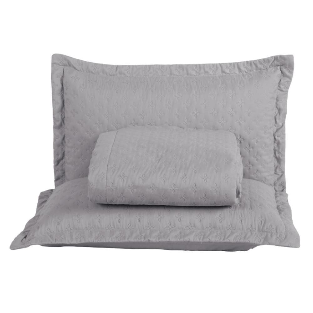 Kit Cobre Leito Colcha Atualle Queen Dupla Face 3Pçs Cinza
