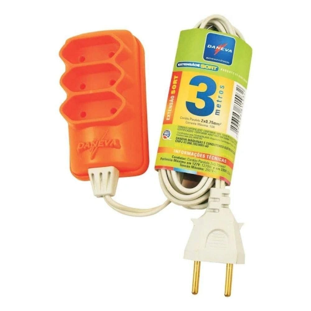 Extensao Sort Pl 2X0.75Mm 3 Metros Cores Ref.1513