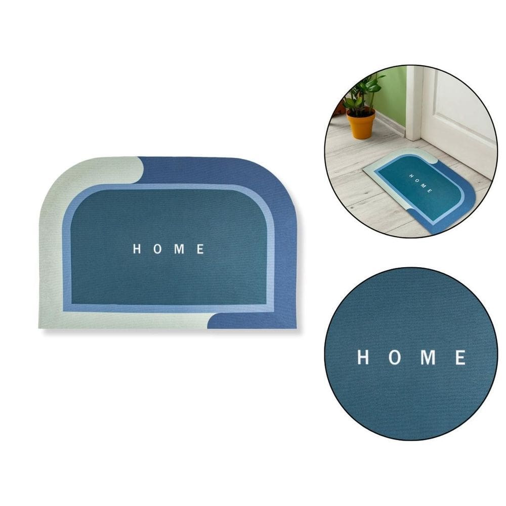 Tapete Reto Home Azul Casa Apto Antiderrapante Emborrachado