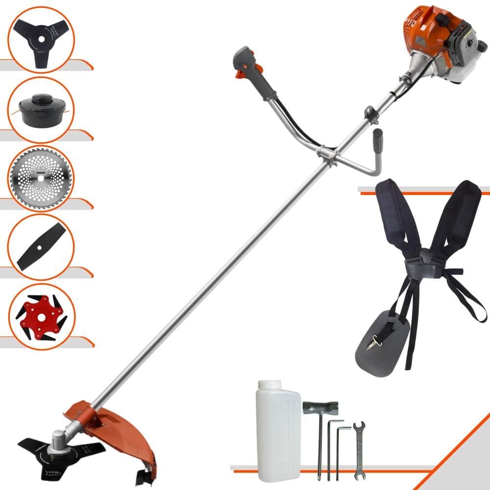 Roçadeira Completa Tekna RL520ACNTK À Gasolina 52cc Cortador de Grama Para Todos os Tipos de Trabalho Com Carretel Nylon + Kit de 4 Lâminas de Cortes