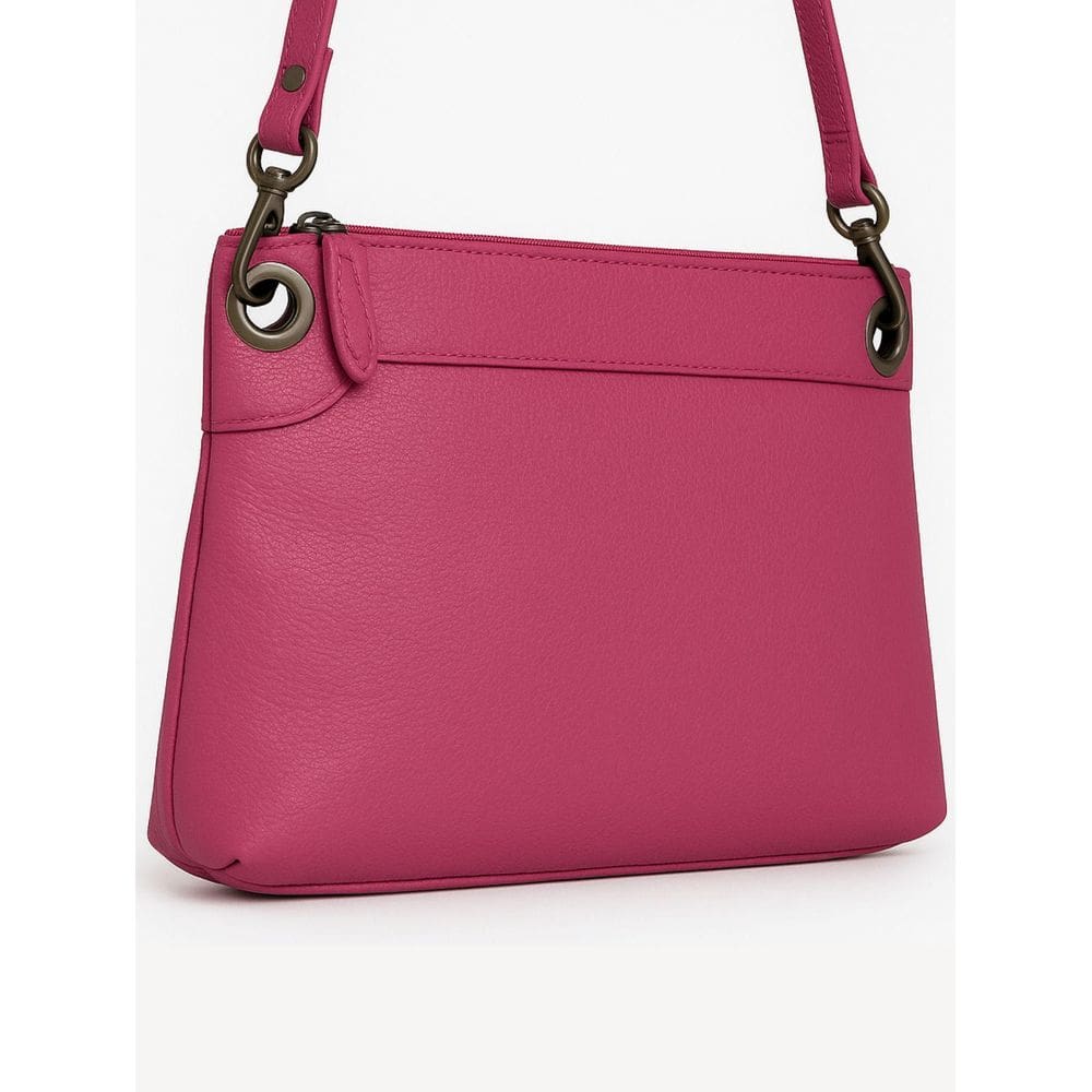 Bolsa Feminina De Couro Atual Transversal Pink