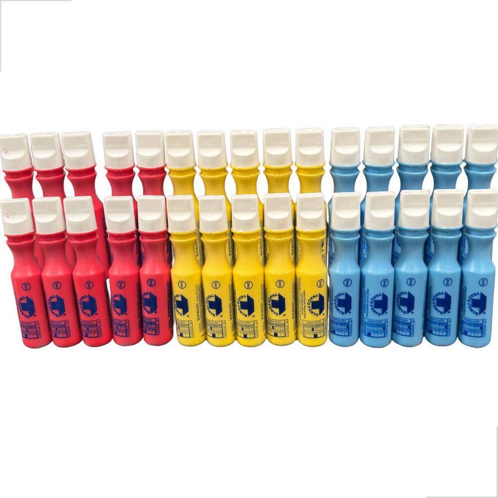 Kit 30 Marcadores Ind 10 Vermelho 10 Amarelo 10 Azul 2Mm