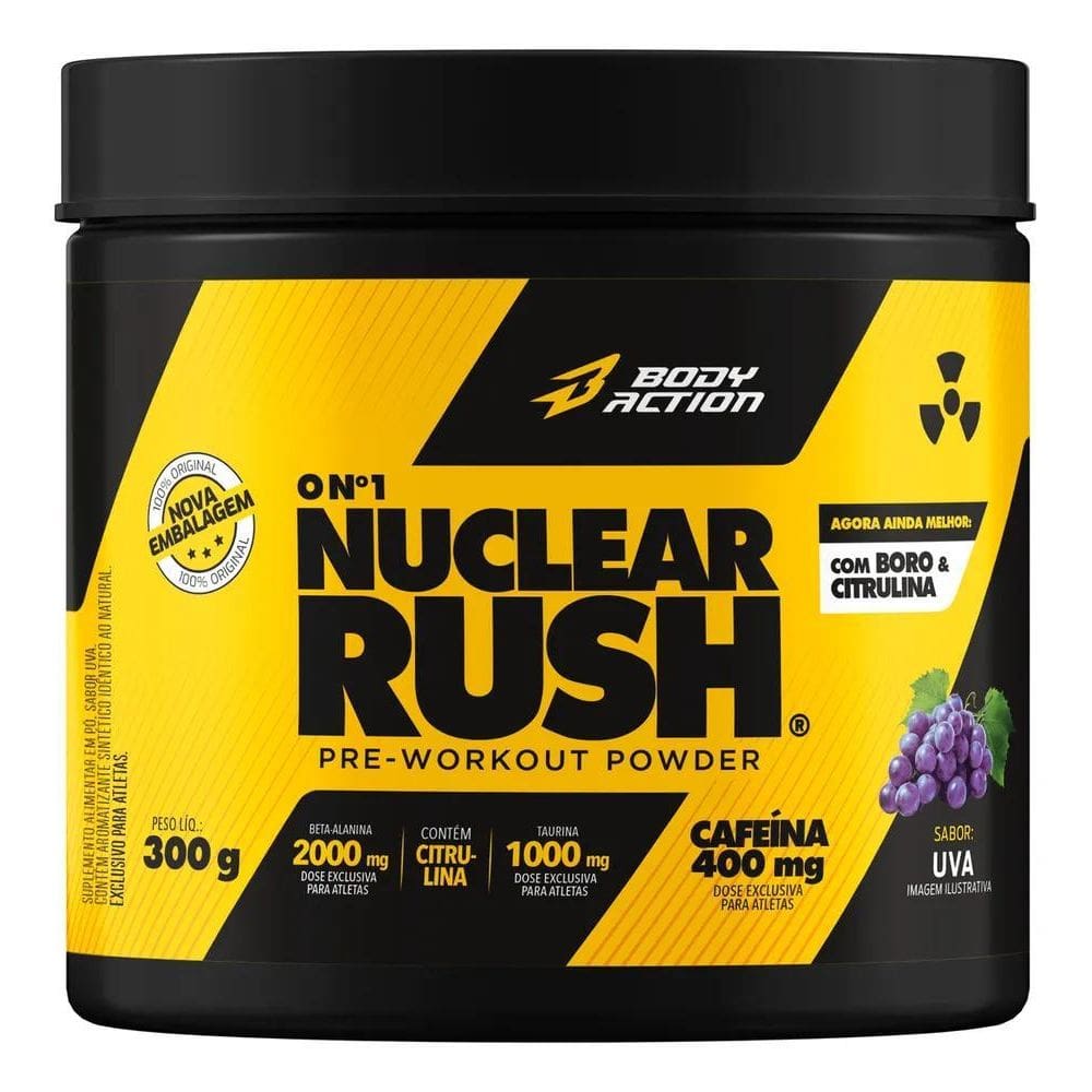 2X Suplemento Em Pó Pré Treino Nuclear Rush 300G Bodyaction