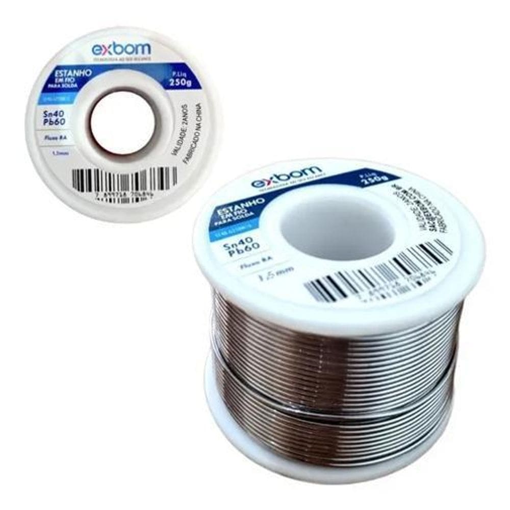 2X Solda Estanho Fio 1Mm 40X60 Sn40 Pb60 Com Fluxo Ra Rolo 2