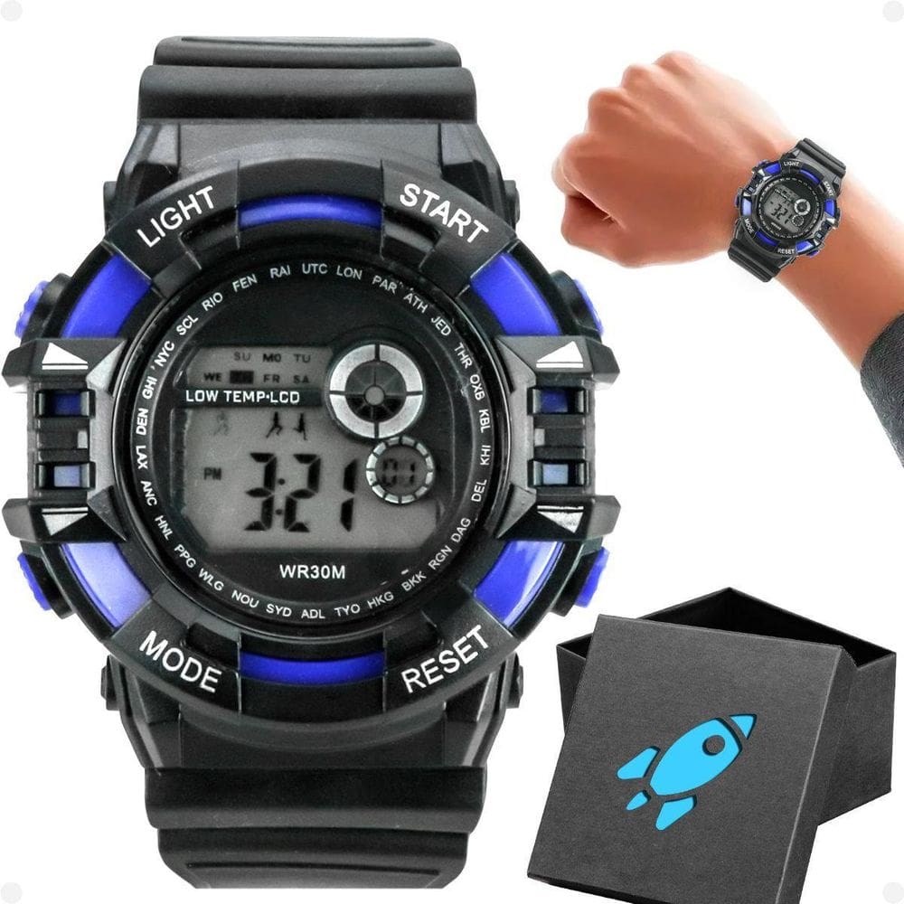 Relógio Digital Infantil Pulseira Silicone Ajustável + Caixa
