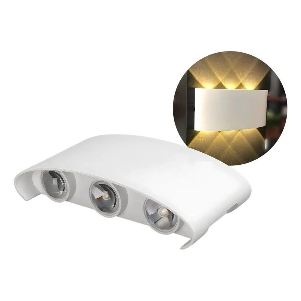 2X Luminária Arandela Parede Led Meia Lua 6W Bivolt Externa