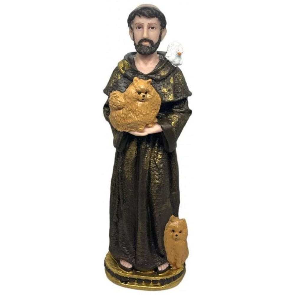 Escultura São Francisco Padroeiro Dos Animais 30 Cm Resina