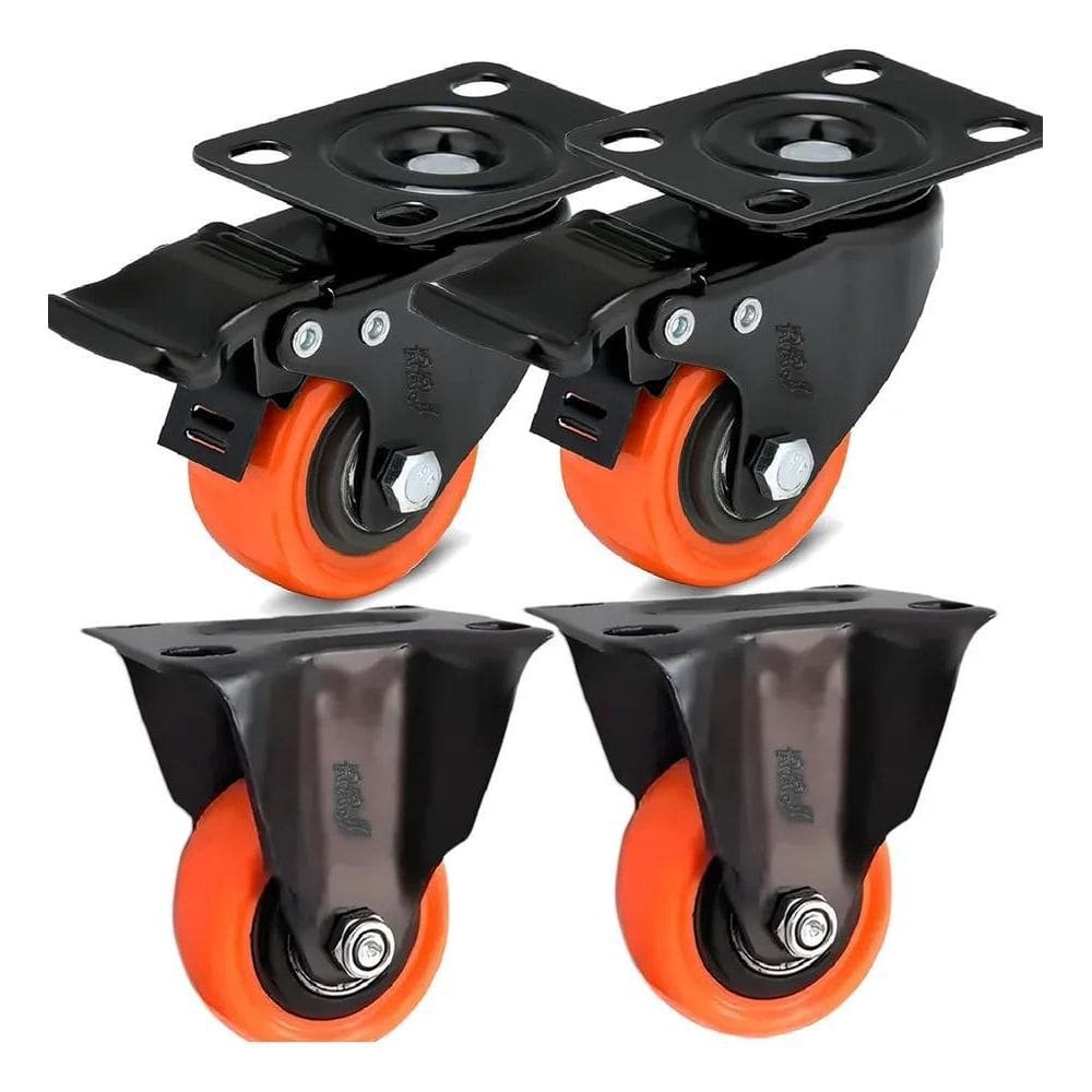2X Kit 4 Rodinhas Rodízio Para Moveis Capacidade 400Kg Roda