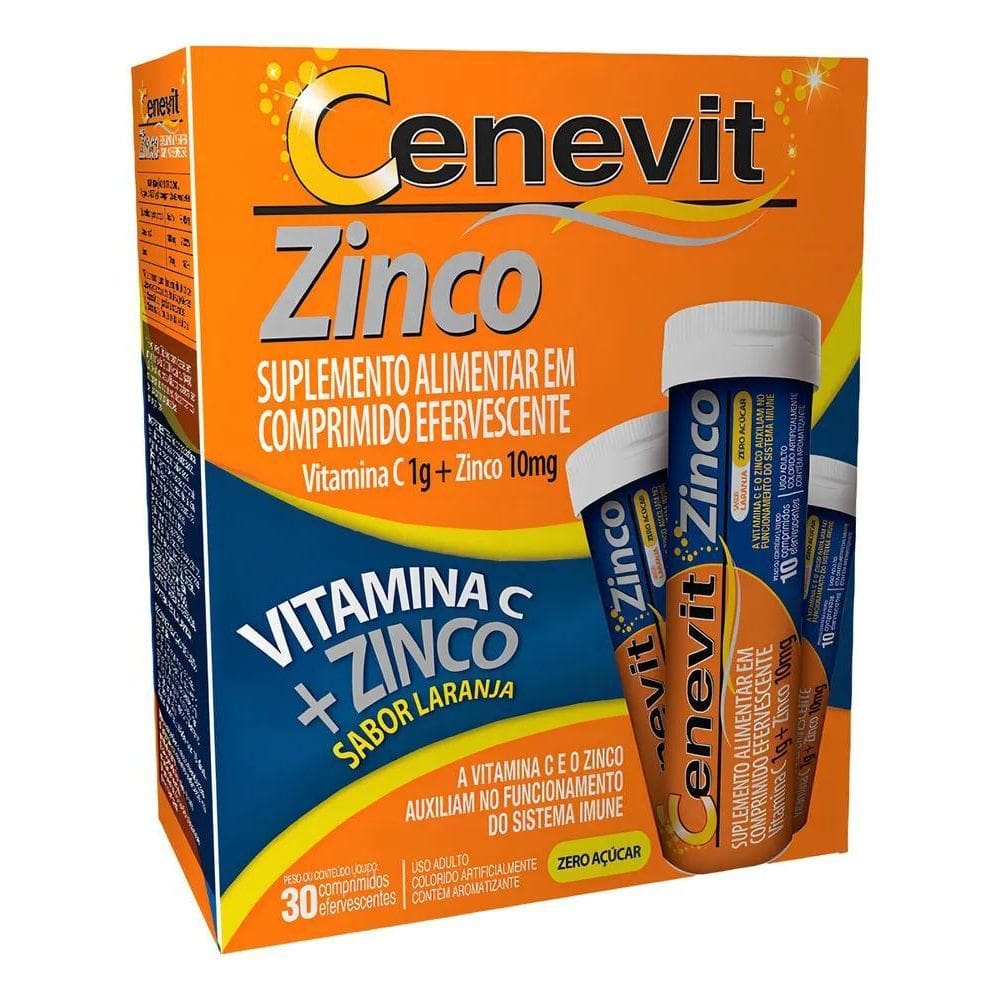 2X Cenevit Zinco 1G + 10Mg Laranja 30 Comprimidos Efervescen