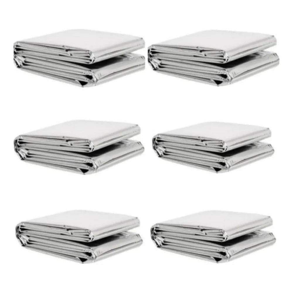 2X 6 Cobertor Manta Térmica Aluminizado Isolante Emerg Resga