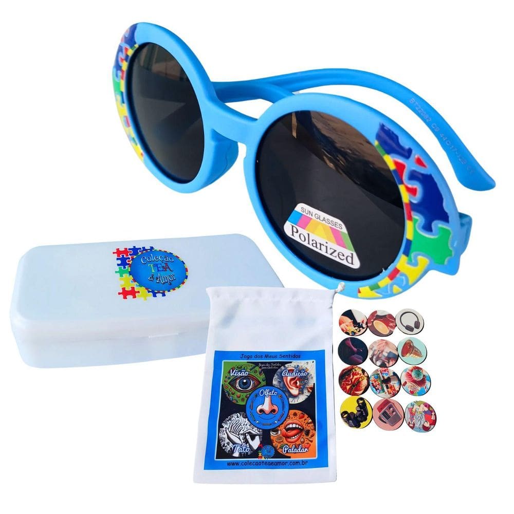 Óculos Escuro Azul Lente Polarizada Autistas + Jogo Dos