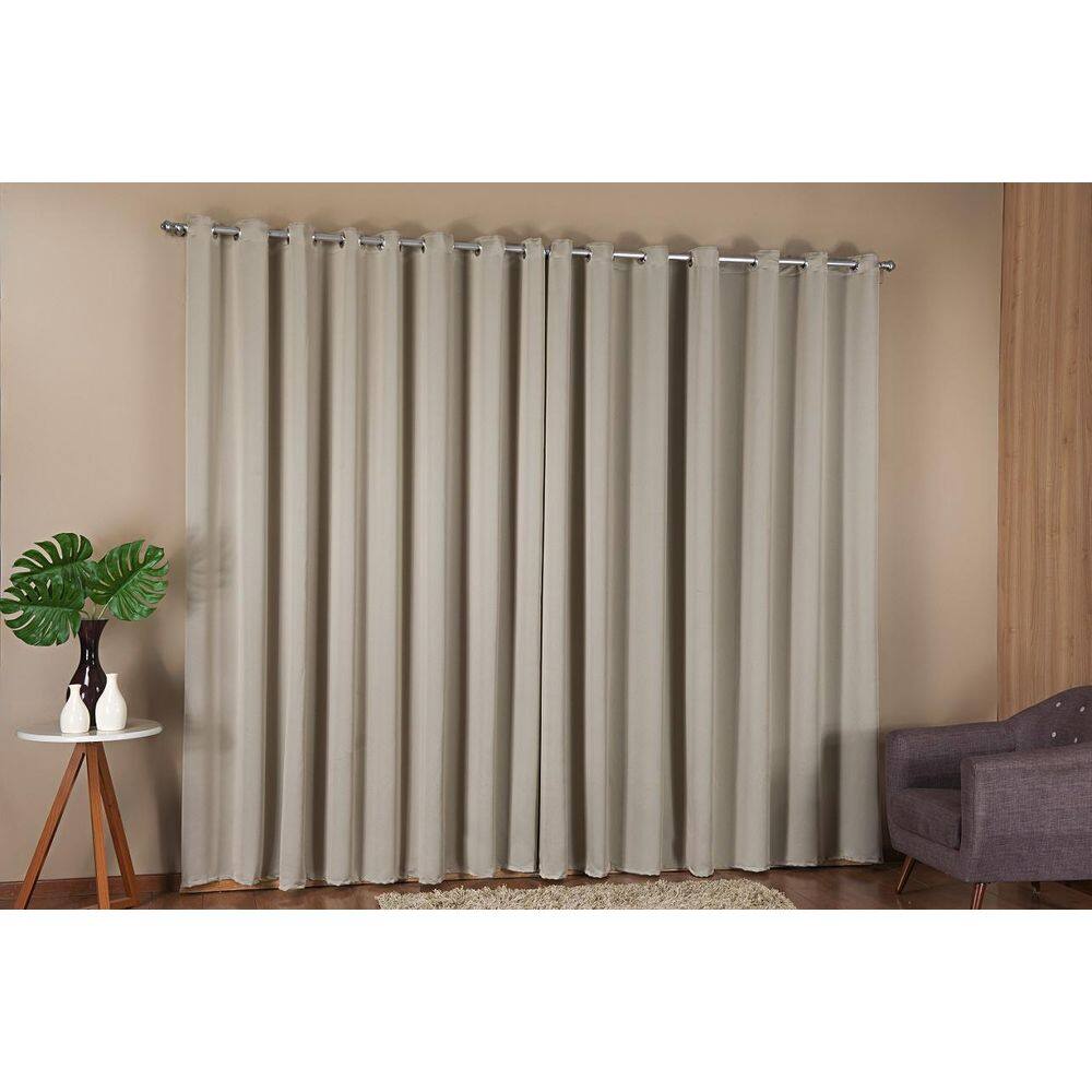 Cortina Blackout Corta Luz Em Tecido Grosso 2,00X1,60 Bege