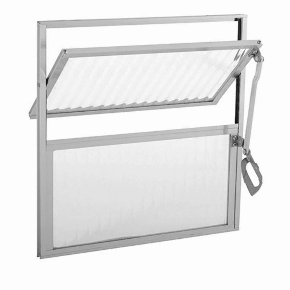 Vitro Basculante 50X50Cm Brilho C 2 Vidros Canelados Astra