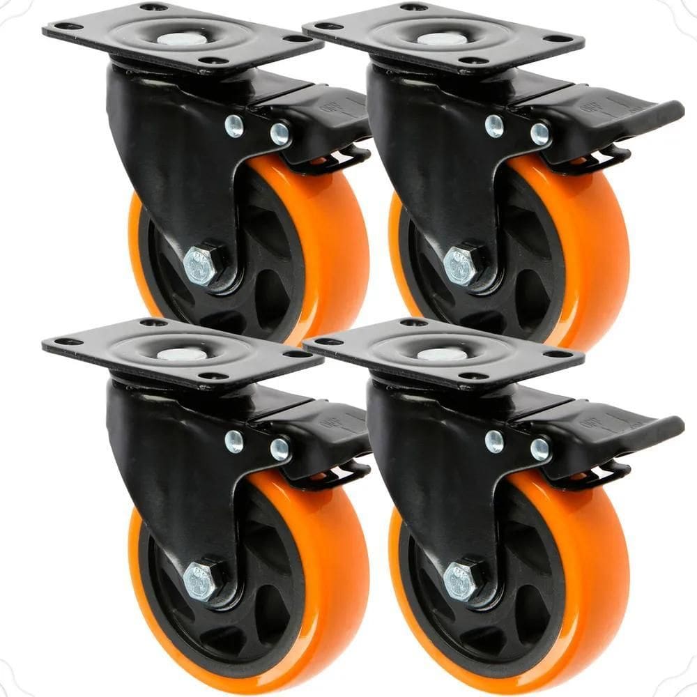 2X Kit 4 Rodinha Rodízio Roda Reforçada Giratória 3 Polegada