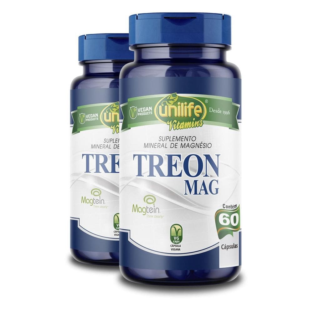 Kit 2 Treon Mag Magnésio Treonato Unilife 60 Cápsulas