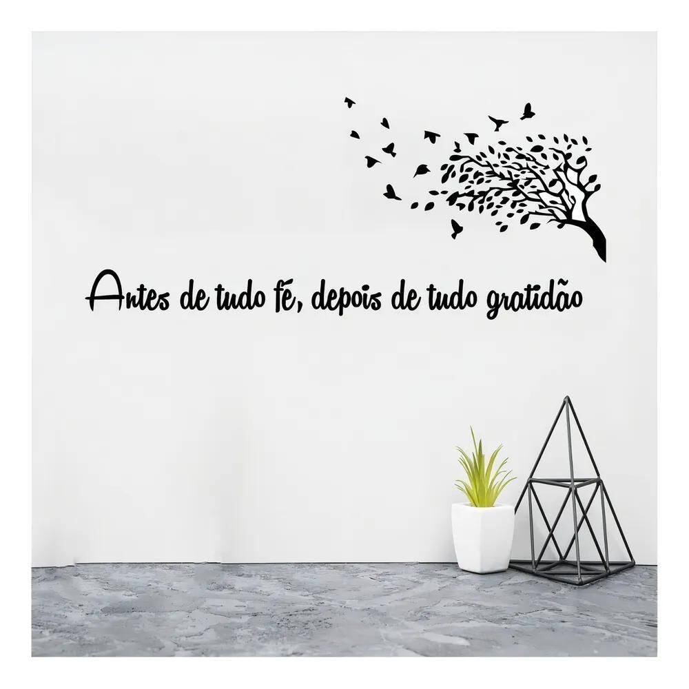 2X Adesivo De Parede Frase Antes De Tudo Fé, Depois Gratidão