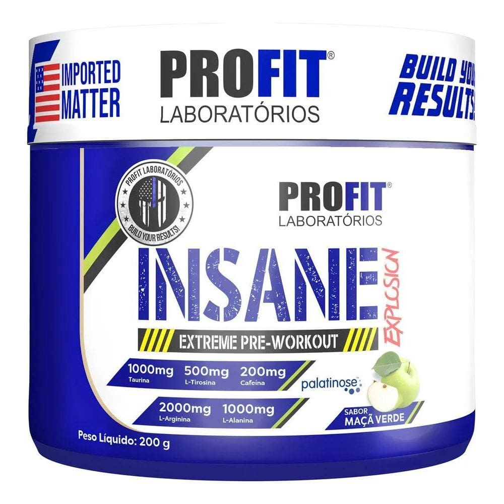 2X Pré Treino Insane Explosion 200G - Profit Sabor Maçã Verd