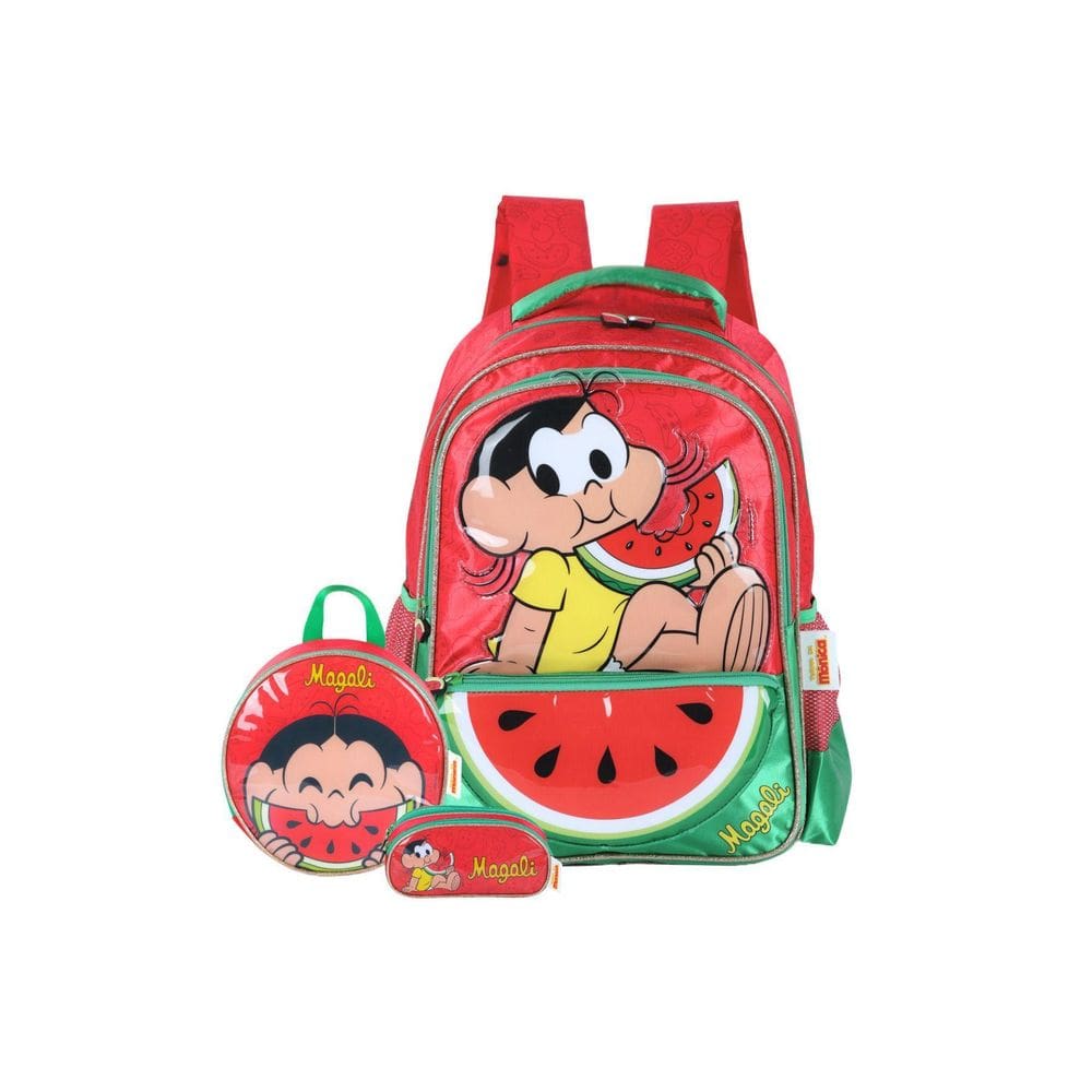 Kit Turma Da Monica Mochila + Lancheira + Estojo - Vermelho