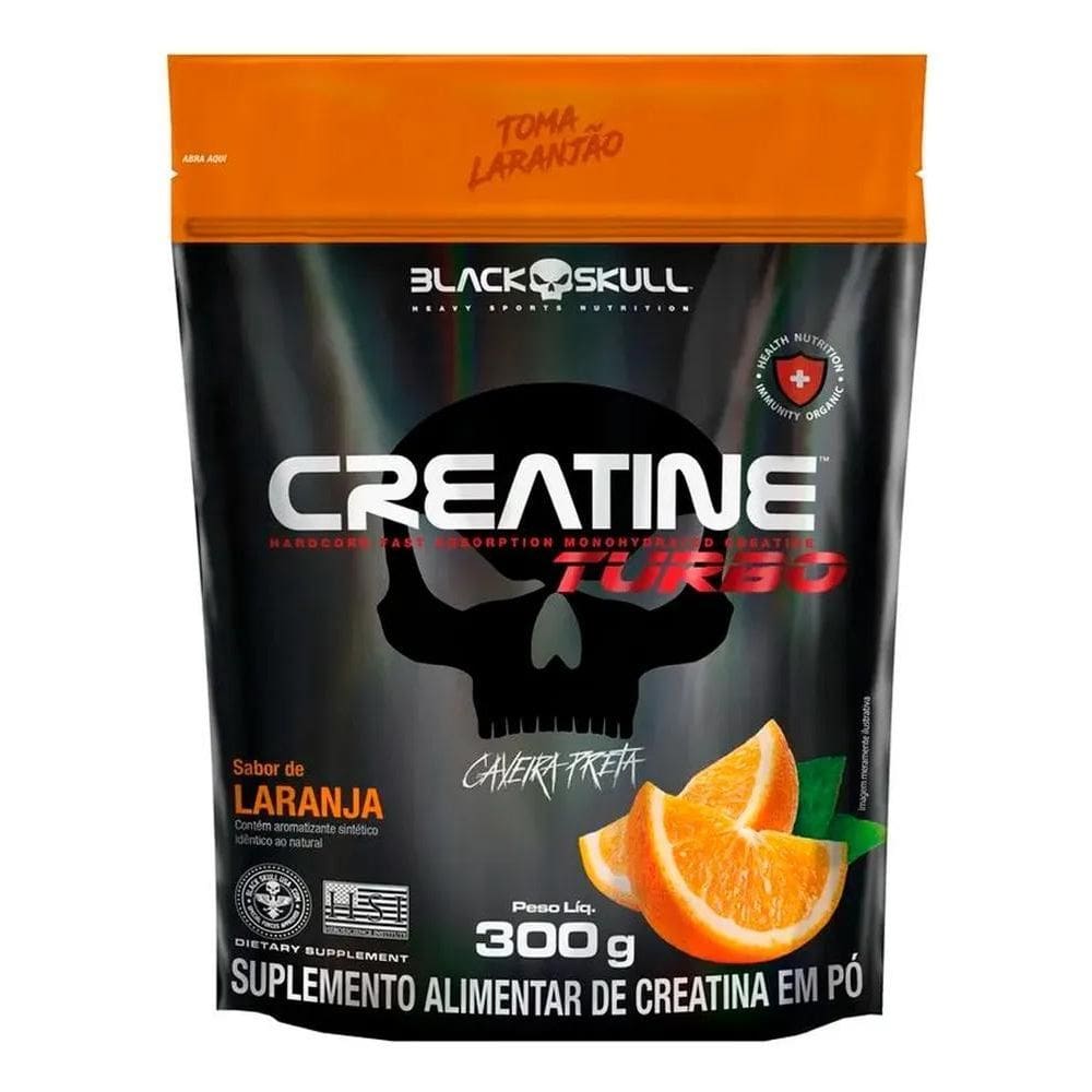 2X Creatina Turbo Refil - 300G - Caveira Preta / Black Skull