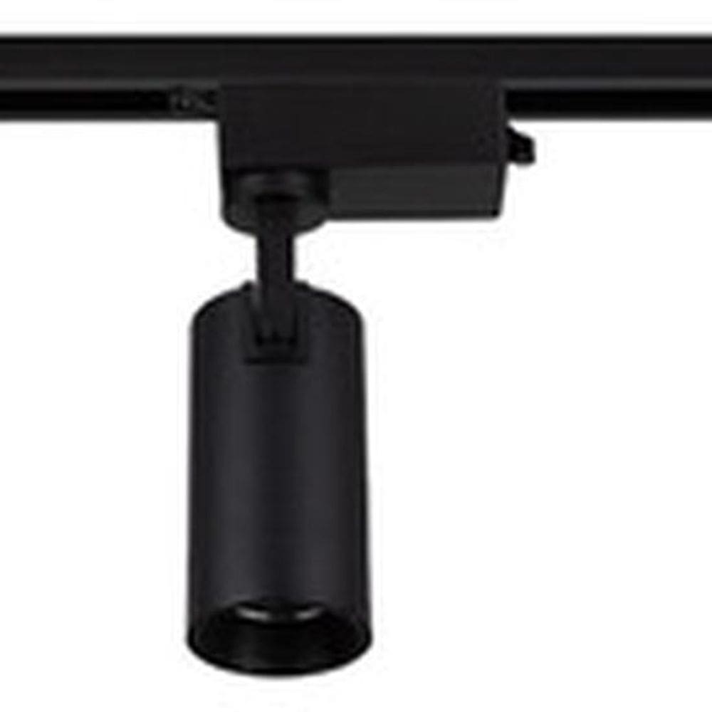 Kit Spot Trilho Preto 3 Lampadas De Led 15W Luz Amarela