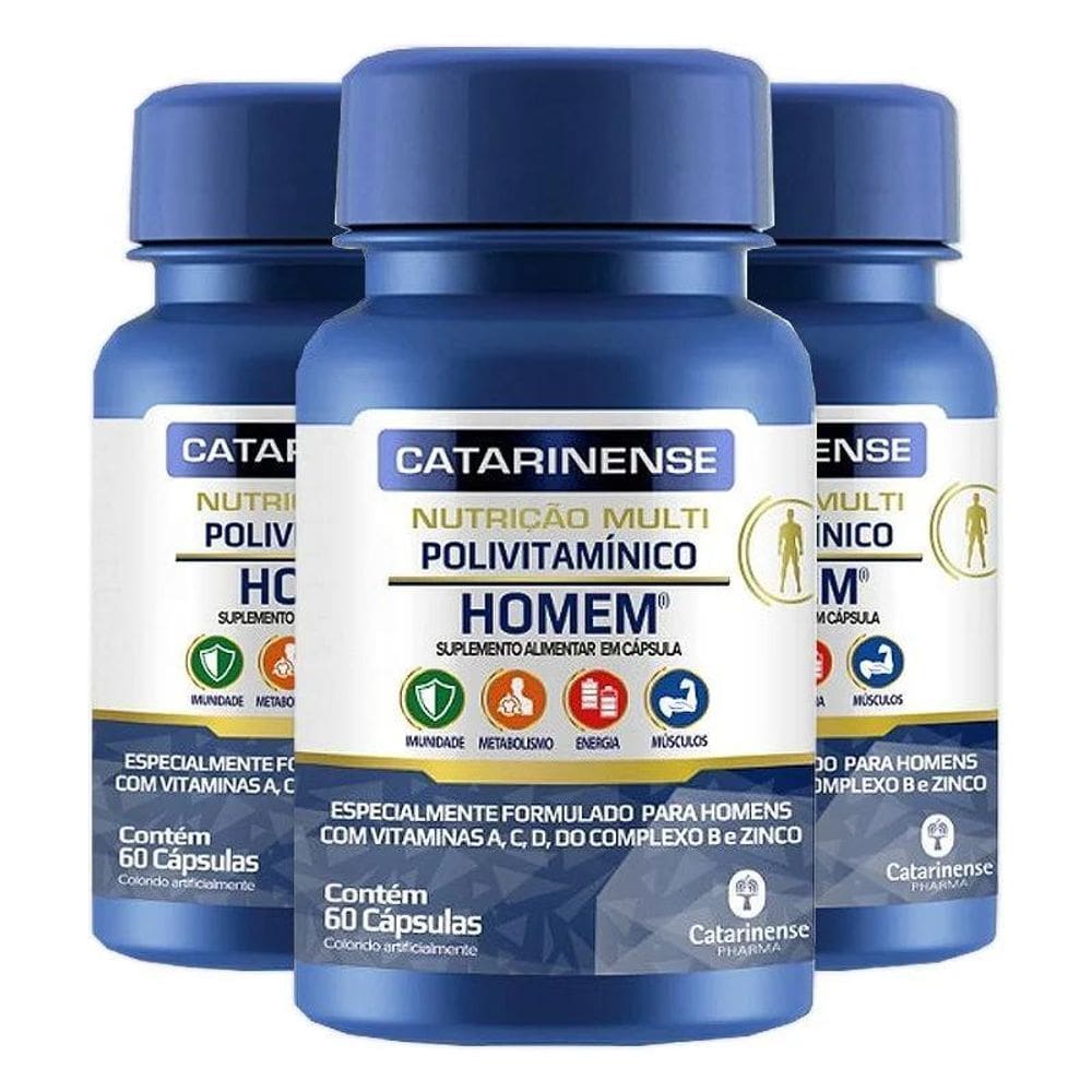 Kit 3 Polivitamínico Homem Catarinense 60 Cápsulas