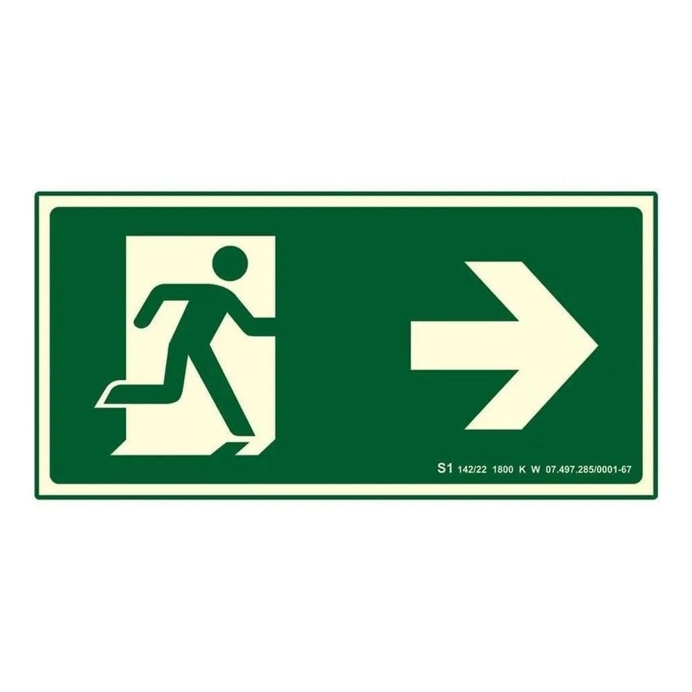 2X Placa De Sinalização Rota De Fuga Direita Fotoluminescent