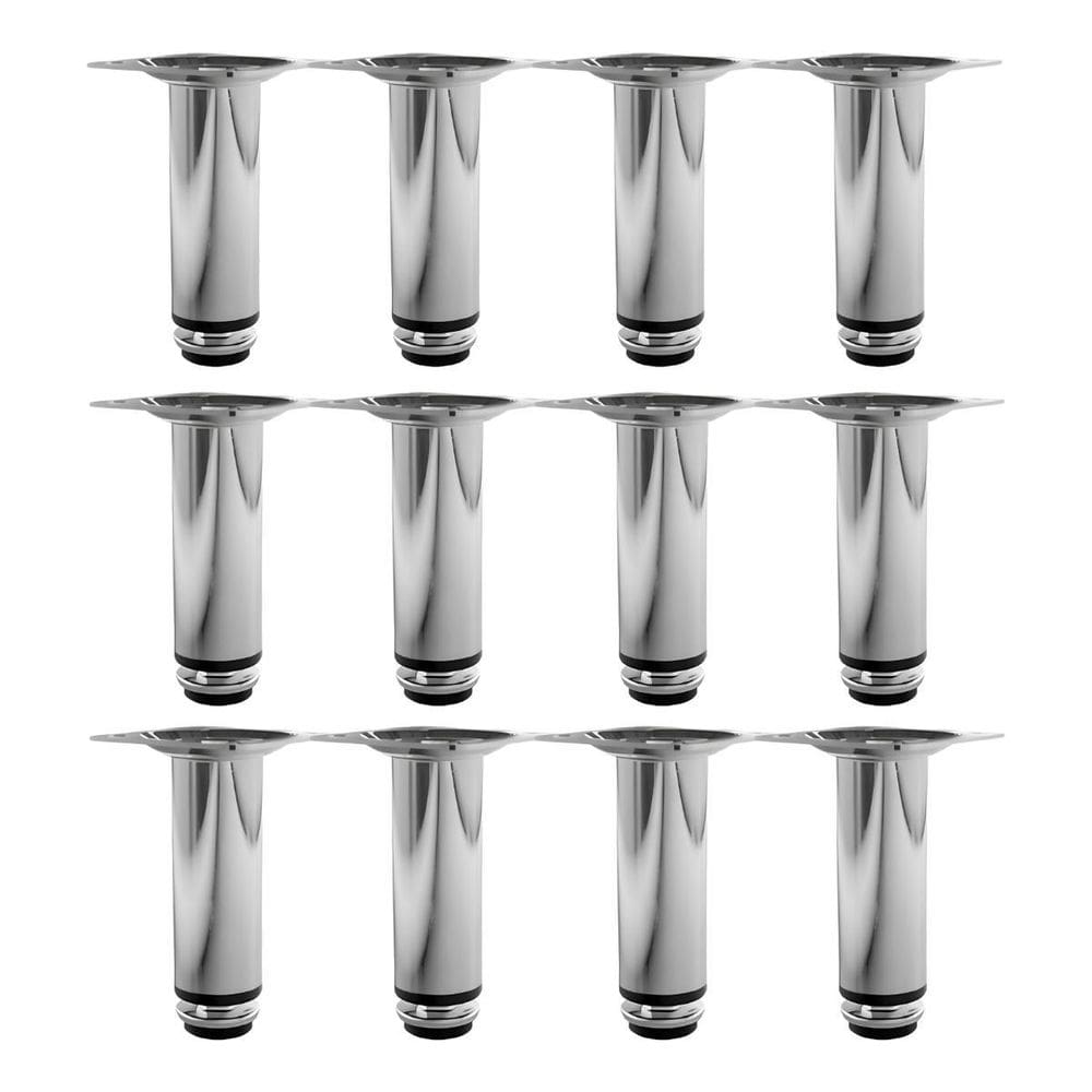 Kit 12 Pés Para Móveis Regulável Redondo Cromado 15Cm