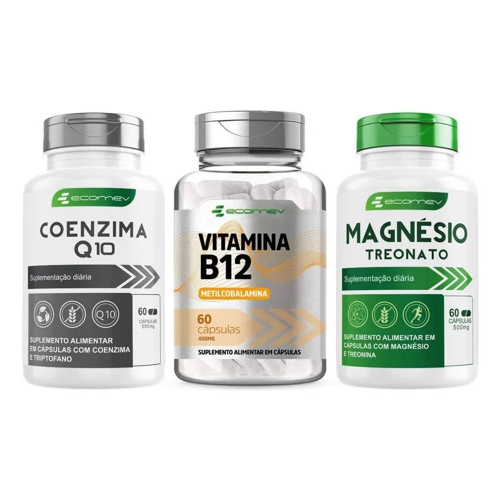 2X Kit B12   Metil   + Magnésio Treonato + Coenzima Q10 180C