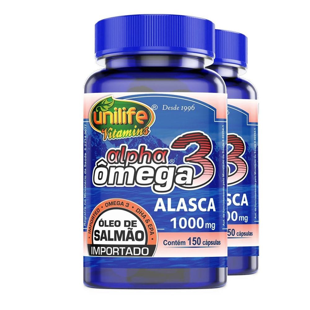 Kit 2 Ômega 3 Alpha Óleo De Salmão Unilife 1000Mg 150 Caps