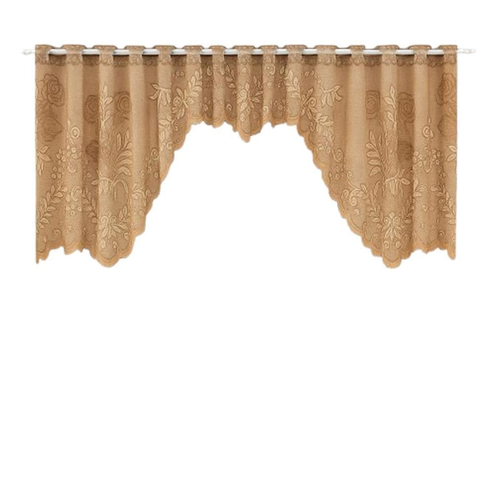 Cortina Bando Renda Cascata Cozinha Floral 2,95X1,00 Variada