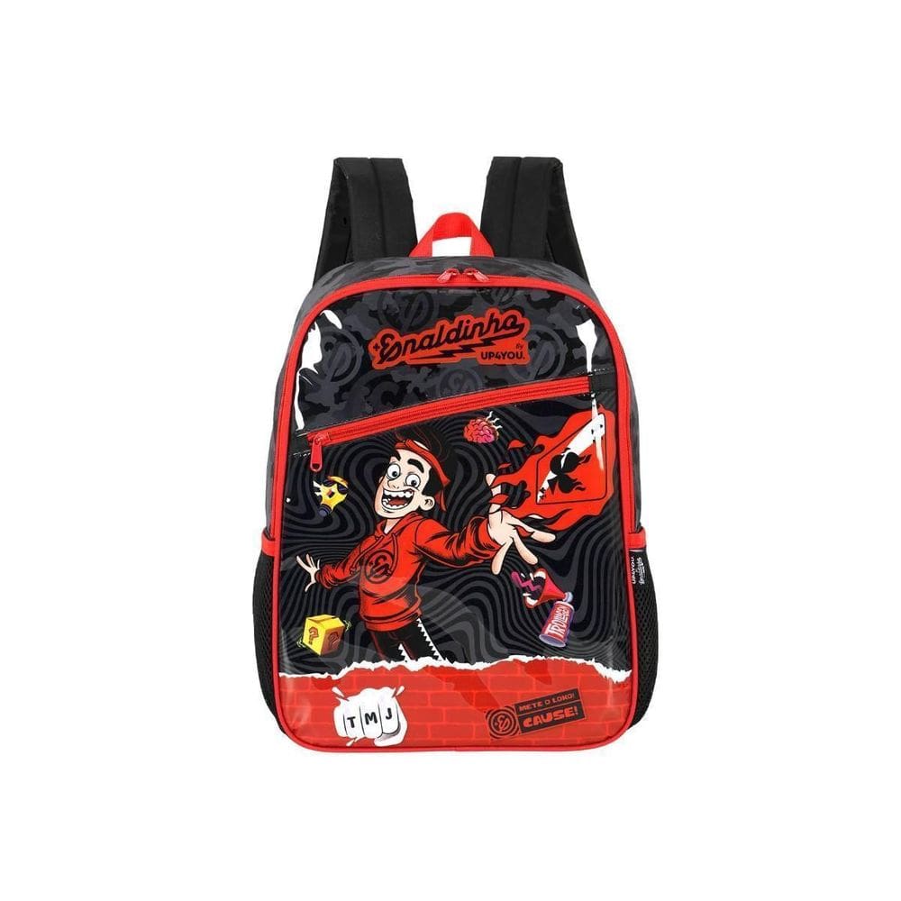 Mochila Enaldinho Costas Escolar Youtuber Juvenil Kids Preto