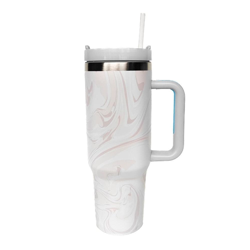 Copo Térmico Inox 1200Ml Tampa Canudo Quente Frio -Off White